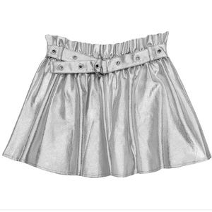 MIA Girls Moto Silver Metallic Skirt